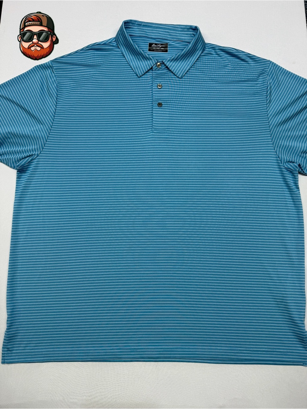 Ben Hogan Men's Performance Polo Blue, Striped Short Sleeve, Size 2XL